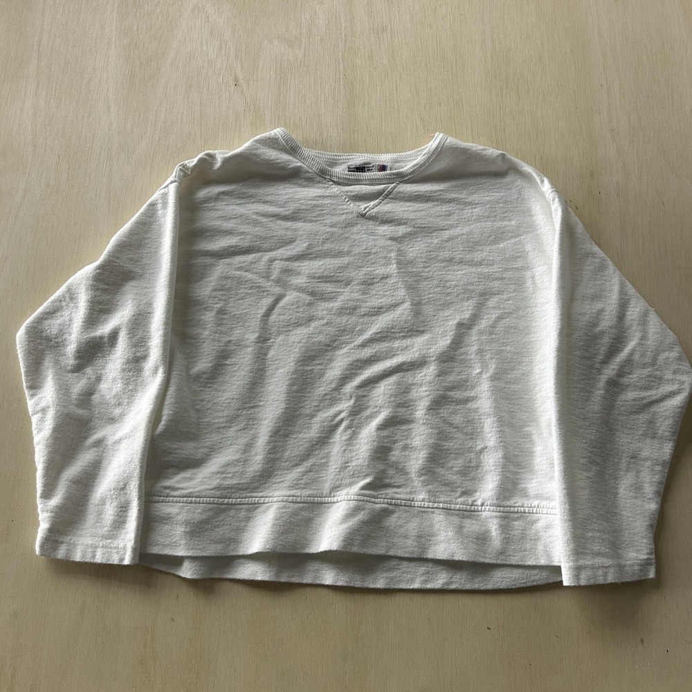 Vintage XCEL Sweatshirt Womens XL White Knit Crop Pullover Crewneck Made In USA